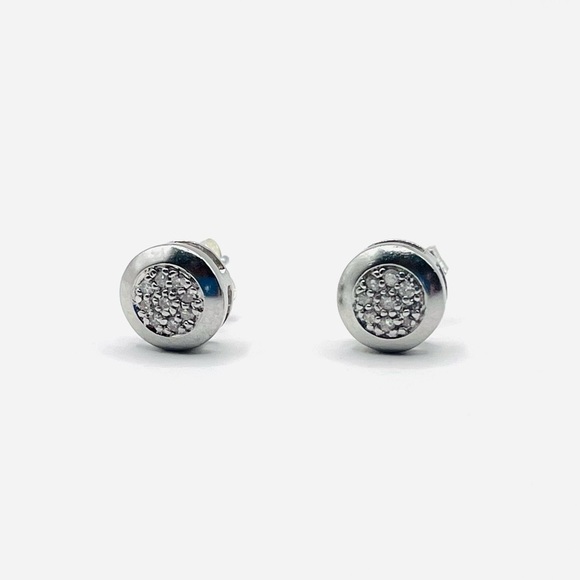 Natural Diamond Stud Earrings 925 Sterling Silver - Picture 3 of 6
